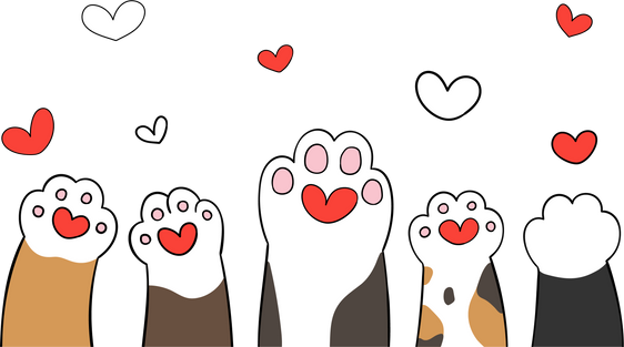 Organic Animal Paws with Hearts Illustration